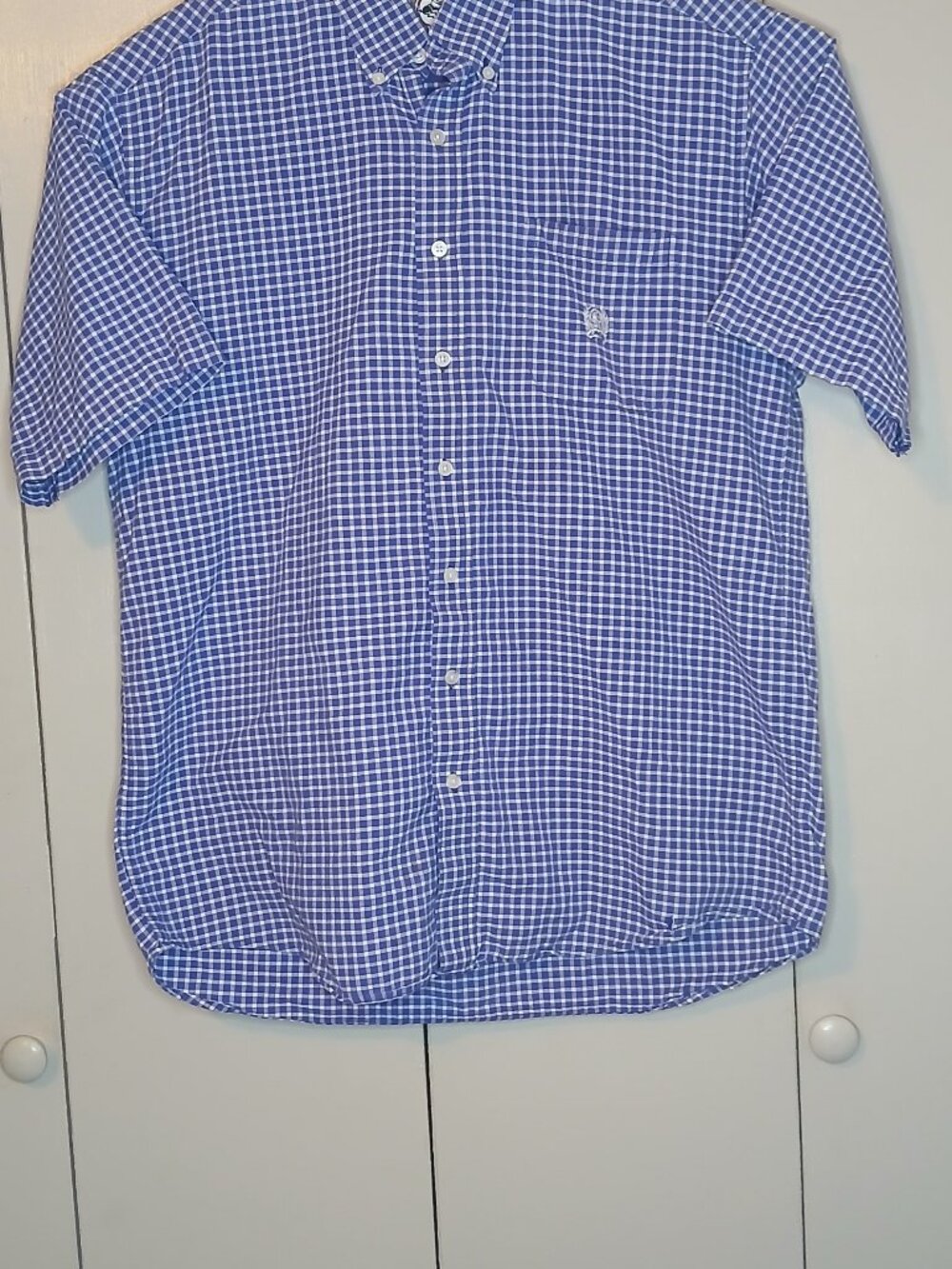 Cinch Men's Large Blue Check Short Sleeve Shirt Cotton (0885B2)